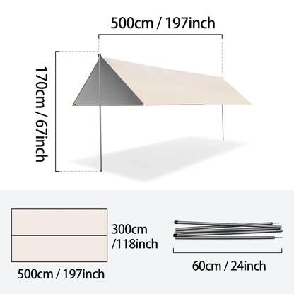 Large Portable Sunshade Tarp with Poles (2 sizes available) Habicare