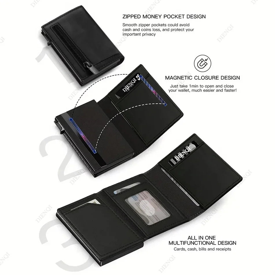 Rfid Credit Card Holder Mens Wallet Luxury Brand Bank Cardholder Cass Carbon Fiber Minimalist Walet Purse Smart Wallets for Men