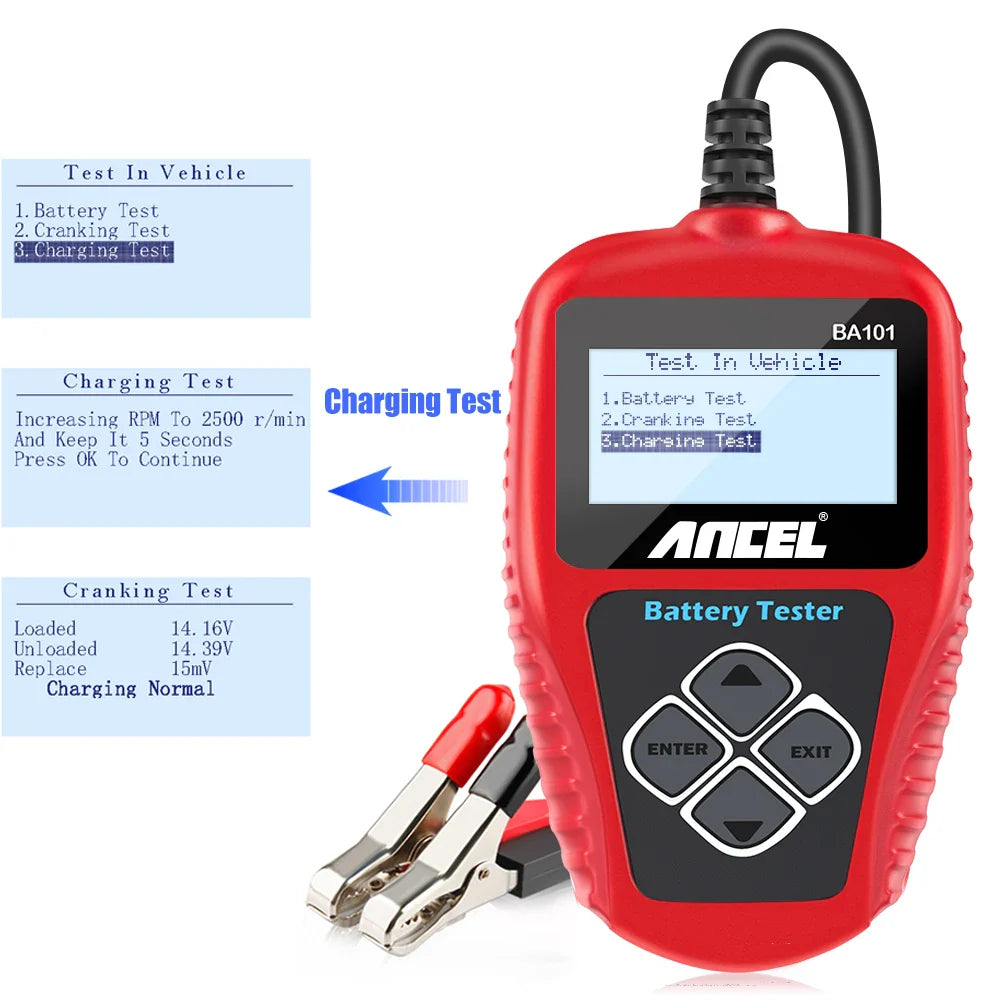 BA101 Car Battery Tester – 12V Load Analyzer (100–2000 CCA) Habicare