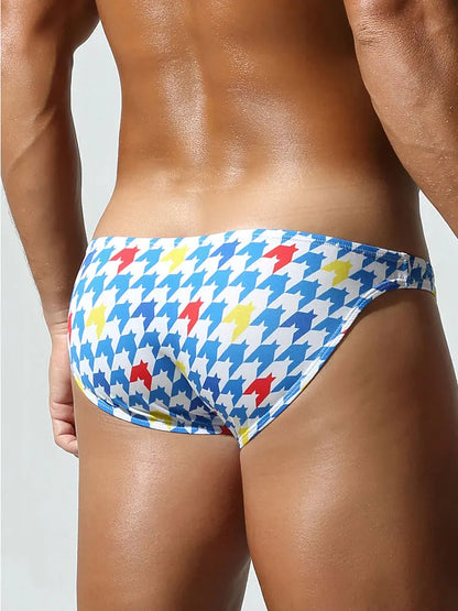 SEOBEAN Men's Printed Briefs with Contoured Pouch and Smooth Stretch Fabric - Sexy Fashion Underwear with Branded Waistband