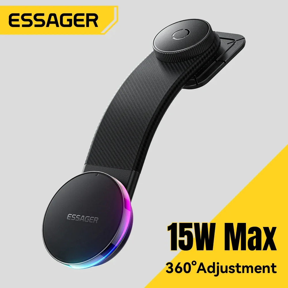 Essager 360° Free Rotation Magnetic Car Phone Holder and LED 15W Wireless Charger Stand - ShopHub