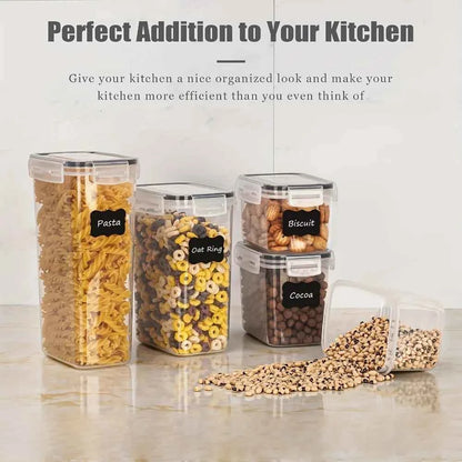 12-Piece Food Storage Containers with Lids, Plastic Kitchen Pantry Organizers for Dry Goods Flour Sugar