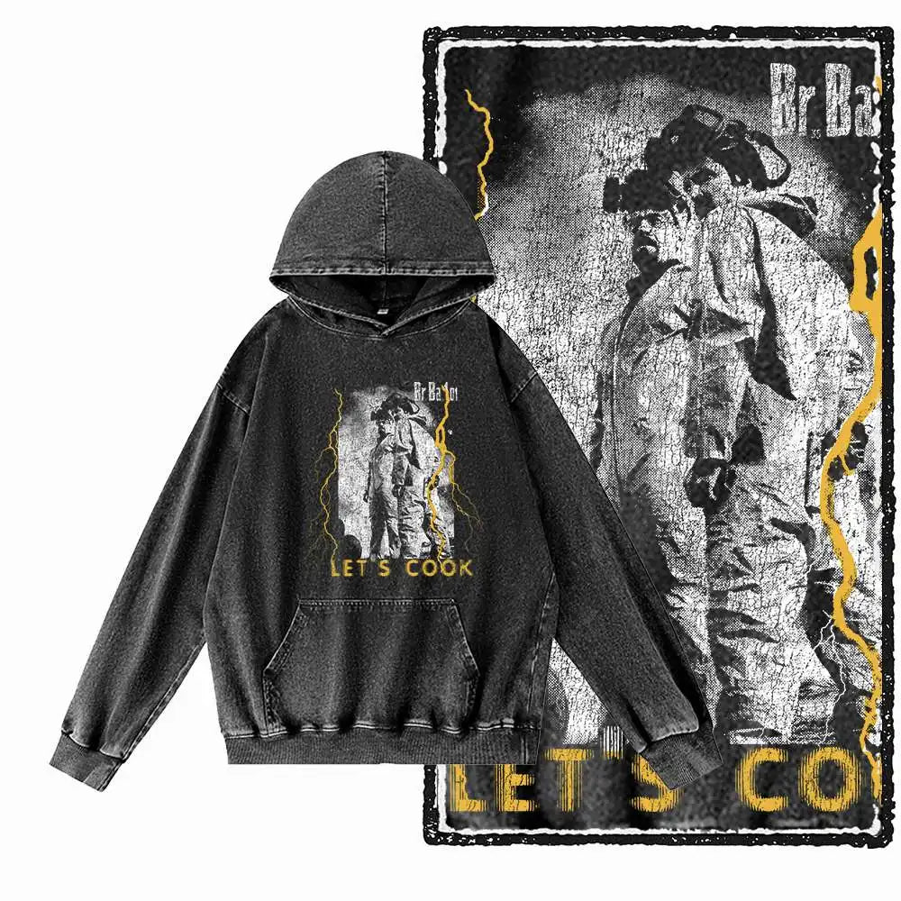 Heisenberg Graphic Acid-Washed Black Hoodie
