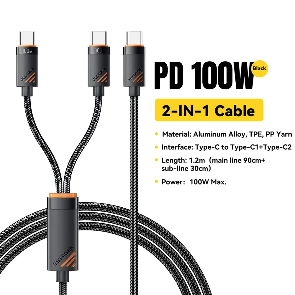 Essager 2 in 1 USB Type C to Type C Cable - ShopHub