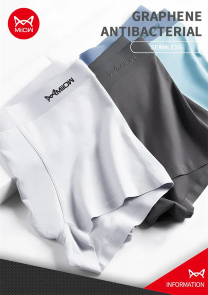 MiiOW Sexy Cotton Men Underpants - 4Pcs Graphene Antibacterial Breathable Boxer Briefs