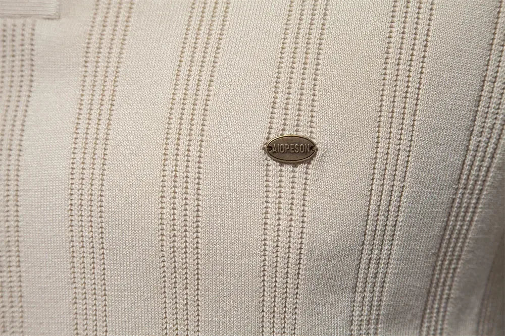 New Summer Ribbed Knit Polo Shirts - ShopHub