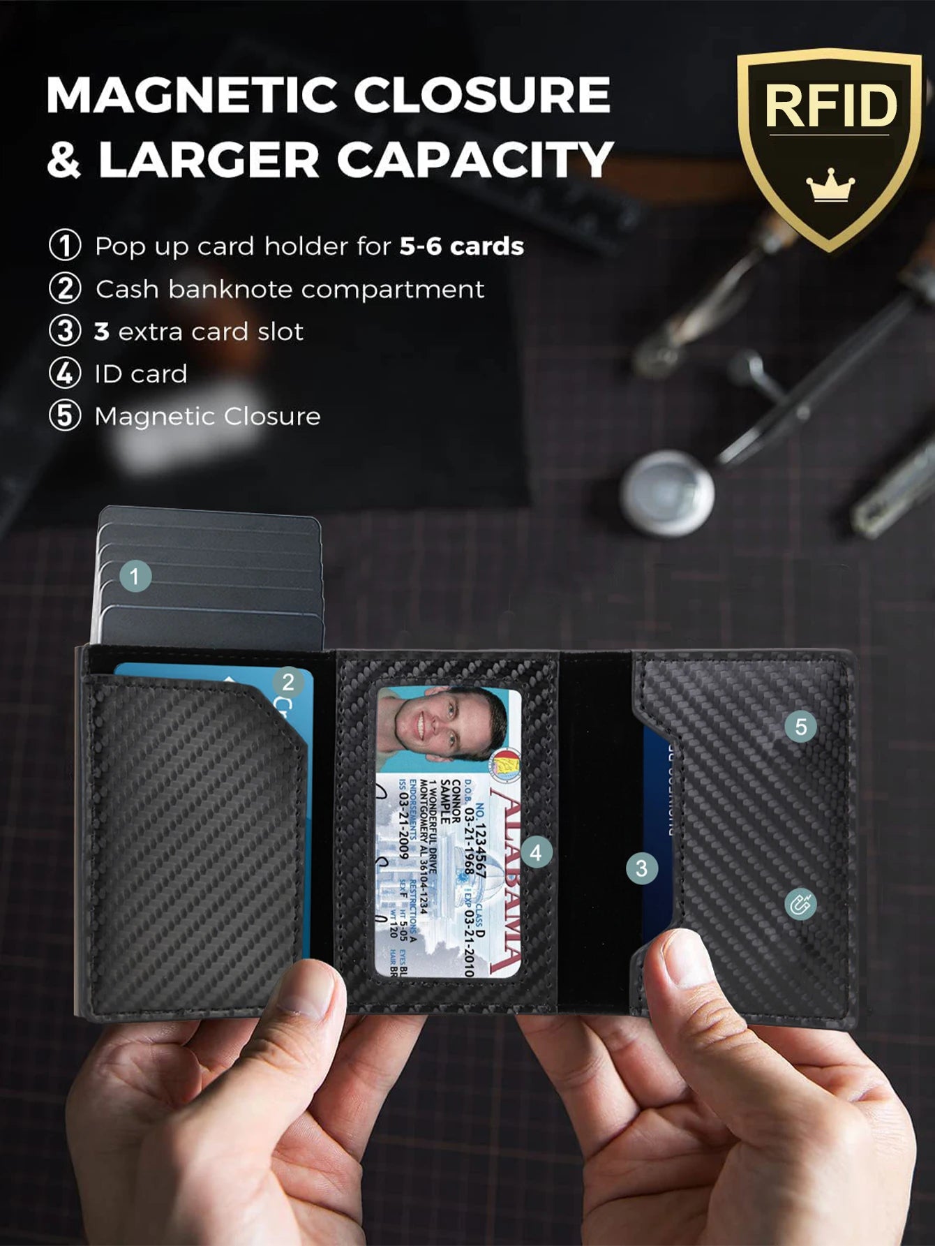 Rfid Carbon Fibe Airtag Wallets