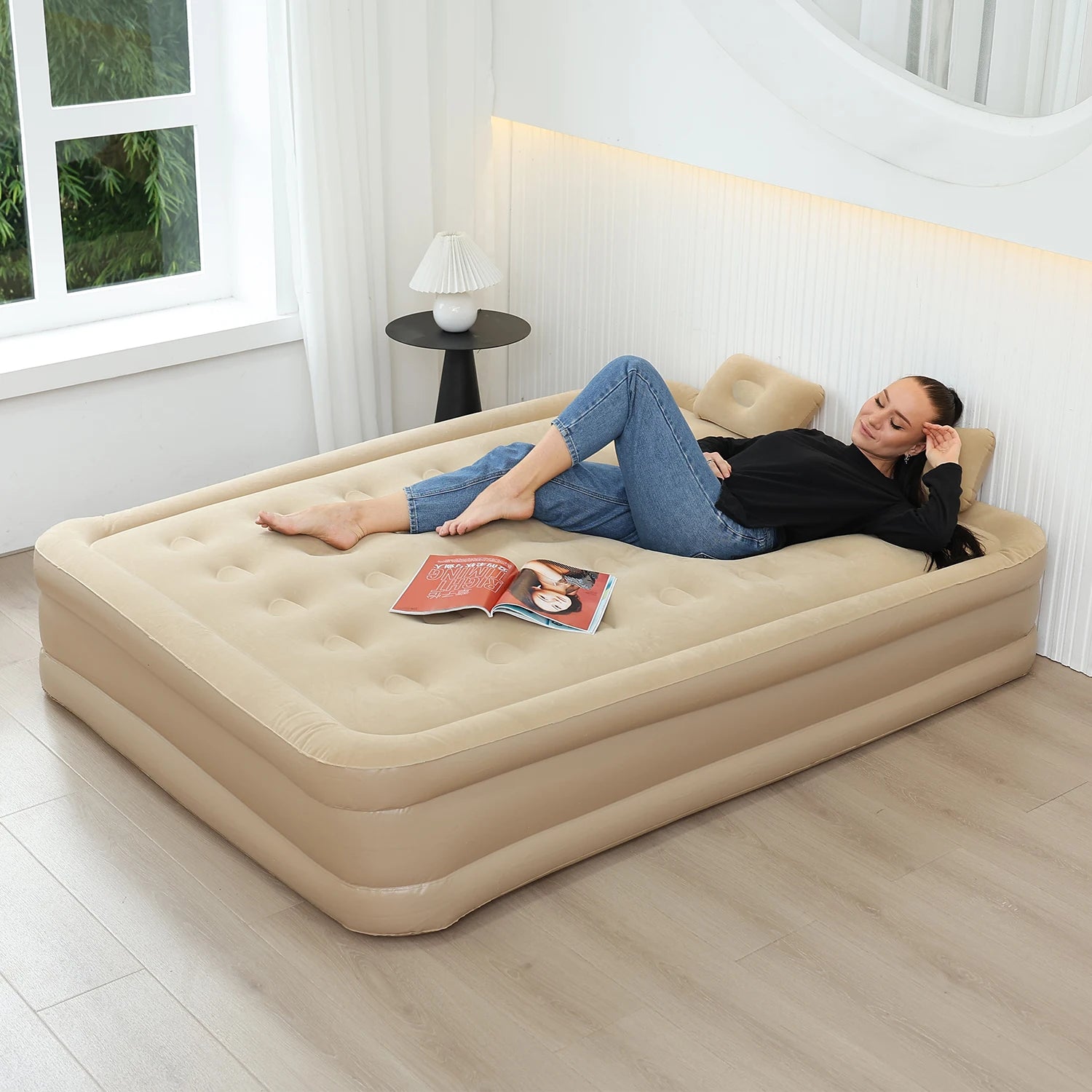 AZULBLANCO PVC Flocked Inflatable Mattress
