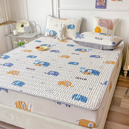Cooling summer bed mattress pad and pillowcase set by ShopHub NZ, designed for a comfortable, temperature-regulating sleep.