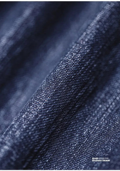 Maden 15oz Slub Cotton Denim Jeans Vintage Men's Washed Blue Straight Tapered Trousers Pants with Pockets for Men Autumn Winter