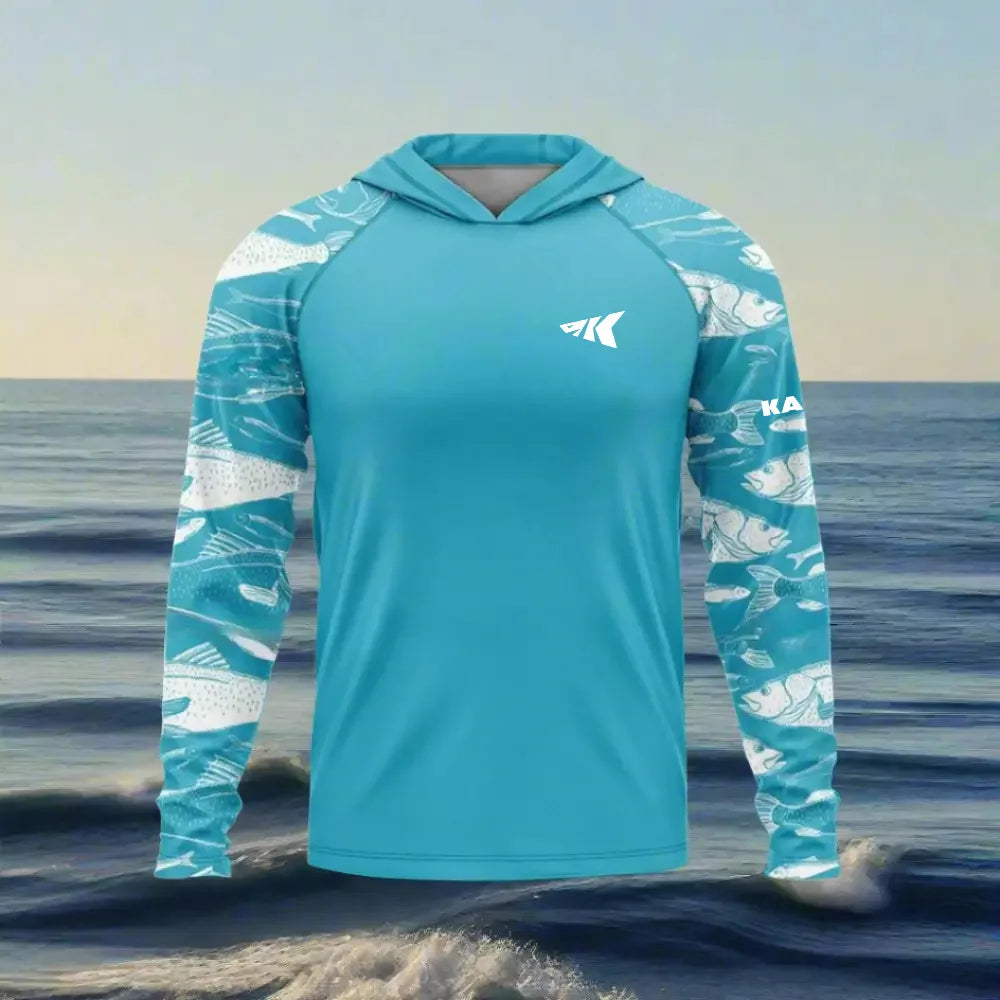 UPF 50+ Fishing Hoodie - Coral Splicing 3D Printed Quick Drying Breathable Outdoor Shirt for Ultimate Sun Protection