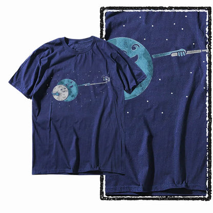 G44 NAVY Cotton Men's Cool Space Graphic T-shirt | Streetwear Big Size O-neck Men's Tee Tshirt