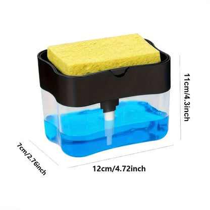 Elegant Silver Dish Soap Dispenser with Sponge Holder - Manual Kitchen Sink Organizer for Home and Hotel