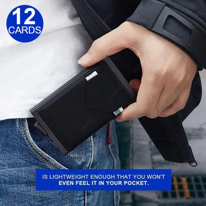 RFID Metal Wallet Double Card Case Pop Up Card Holder 12 Cards Automatic Aluminum Box Cardholder Smart Minimalist Walet for Men