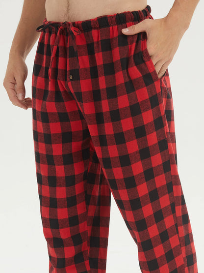 Men's flannel pajama set from ShopHub NZ, featuring a cozy plaid design perfect for relaxing evenings.