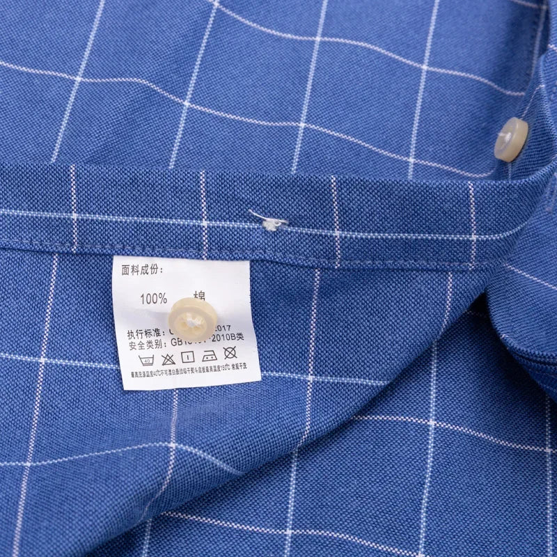 Casual Pure Cotton Oxford Men's Shirt Long Sleeve Plain Solid Regular Fit Fashion Button Dress Shirt