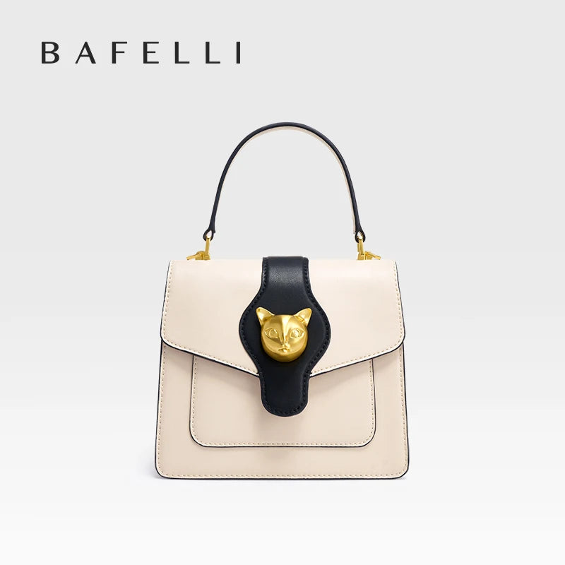 BAFELLI Cat Clasp Genuine Leather Doctor Bag