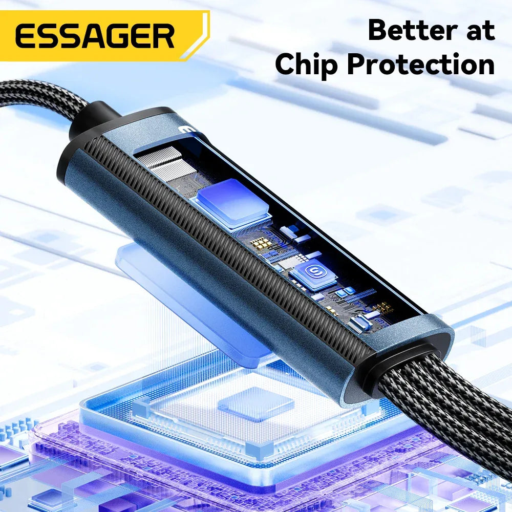 Essager 100W 3-in-1 USB C to Type C and Lightning PD Fast Charger Cable - ShopHub