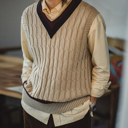 MADEN Ivy Colour-Block V-Neck Sweater Vest