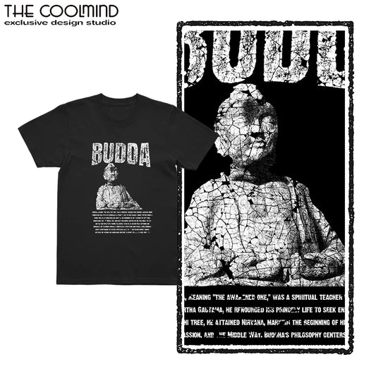 COOLMIND U0003 Buddha Statue Graphic Cotton Tee