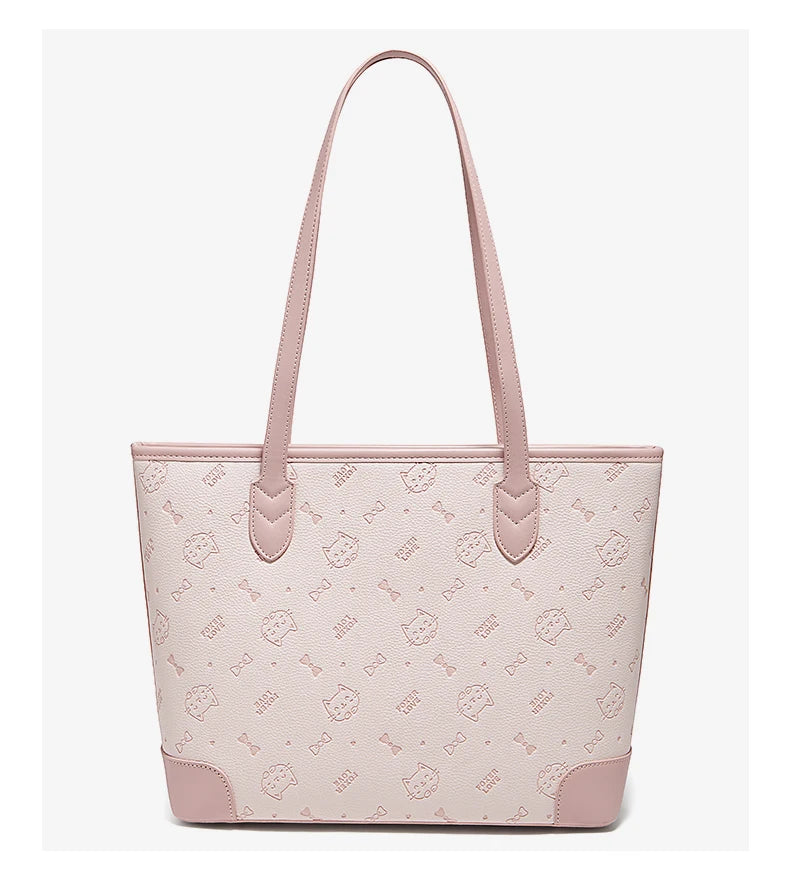 FOXER Summer New Women's Shoulder Bag PVC Leather Daily Tote Bag Female Commuting Purse Large Capacity Handbag for Everyday Use