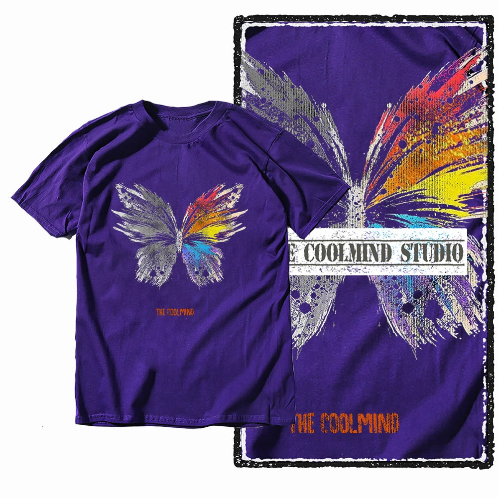 COOLMIND X0111 Butterfly Bliss Graphic Cotton Tee