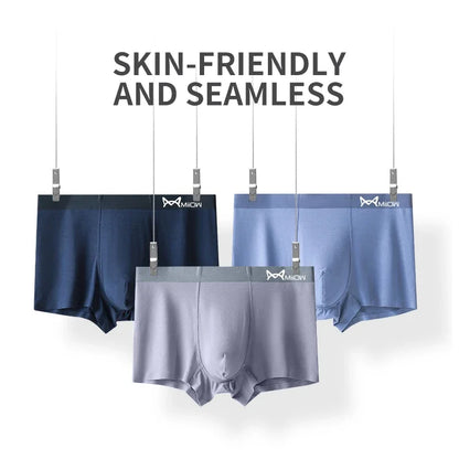 MiiOW Men's Modal Underwear - 3Pcs Graphene Antibacterial Boxer with Seamless Cuffs