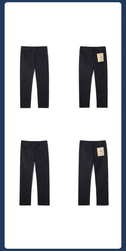 SIMWOOD 2026 Autumn 14oz Fabric Jeans Men Washed Vintage Black Denim Pants Retro Casual Trousers Male Clothing
