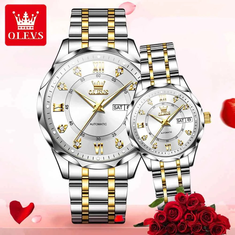 OLEVS 6727 Automatic Mechanical Watch for Men & Women - Waterproof Luminous Calendar Wristwatch with Gift Box