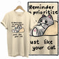 COOLMIND Beige Cat Graphic T-Shirt | Women's Relaxed Fit