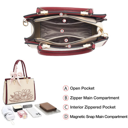 FOXER Luxury Embroidery Women's Handbag Split Leather Elegant Lady Tote Bag Chinese Style Shoulder Bag Best Mother's Day Gift