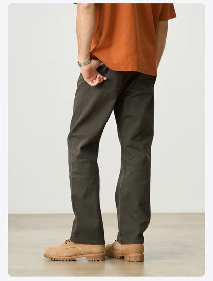 SIMWOOD 2026 Spring New Loose Relax 11.3oz Washed Vintage Jeans Men Plus Size Denim Trousers