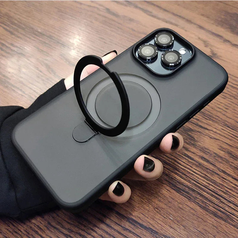 QIXTWO Luxury Metal Holder Magnetic Wireless Charge Phone Case - ShopHub