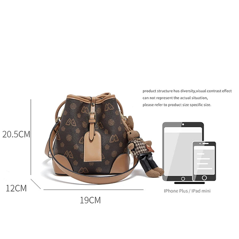 FOXER Women Fashion Crossbody Bag Bucket Shoulder Handbag Purse for Lady Gift for Wife Girlfriend