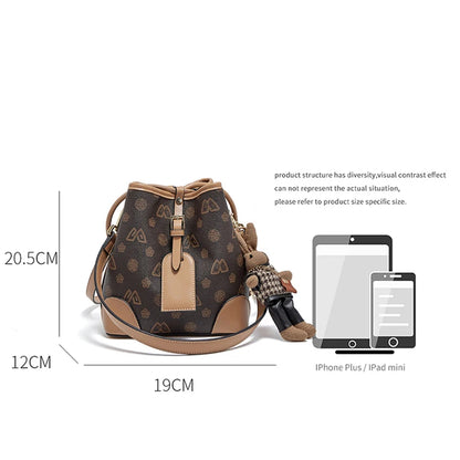 FOXER Women Fashion Crossbody Bag Bucket Shoulder Handbag Purse for Lady Gift for Wife Girlfriend