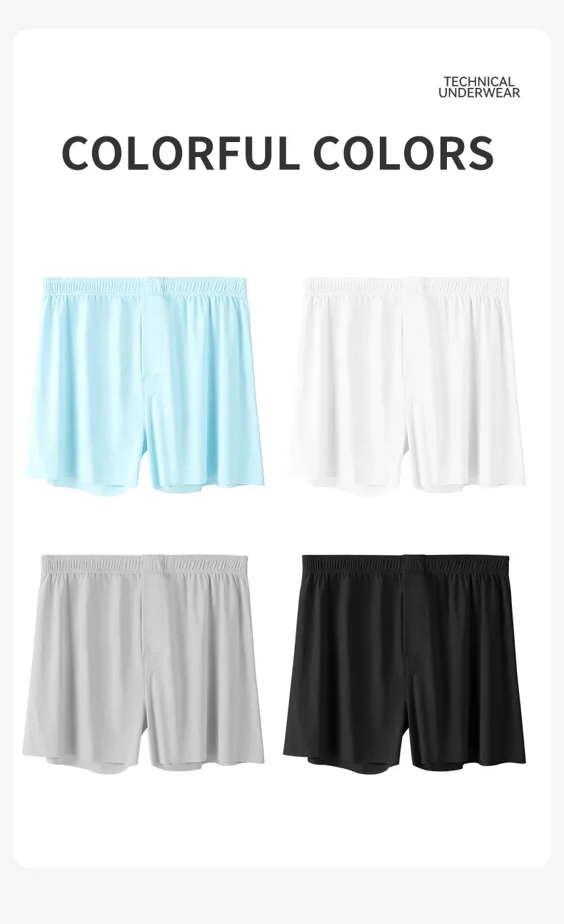 MiiOW Men's Ice Silk Boxer Shorts 3Pcs Breathable Underwear Large Size