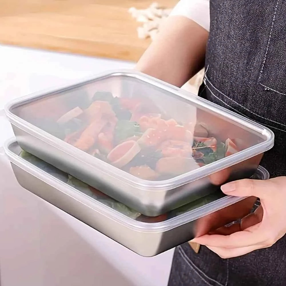 7-Piece Stainless Steel Food Storage Containers, Stackable Airtight Microwave-Safe for Meal Prep, Salad Fruit, Fridge Freezer