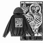 Vintage Owl Graphic Acid-Washed Black Hoodie