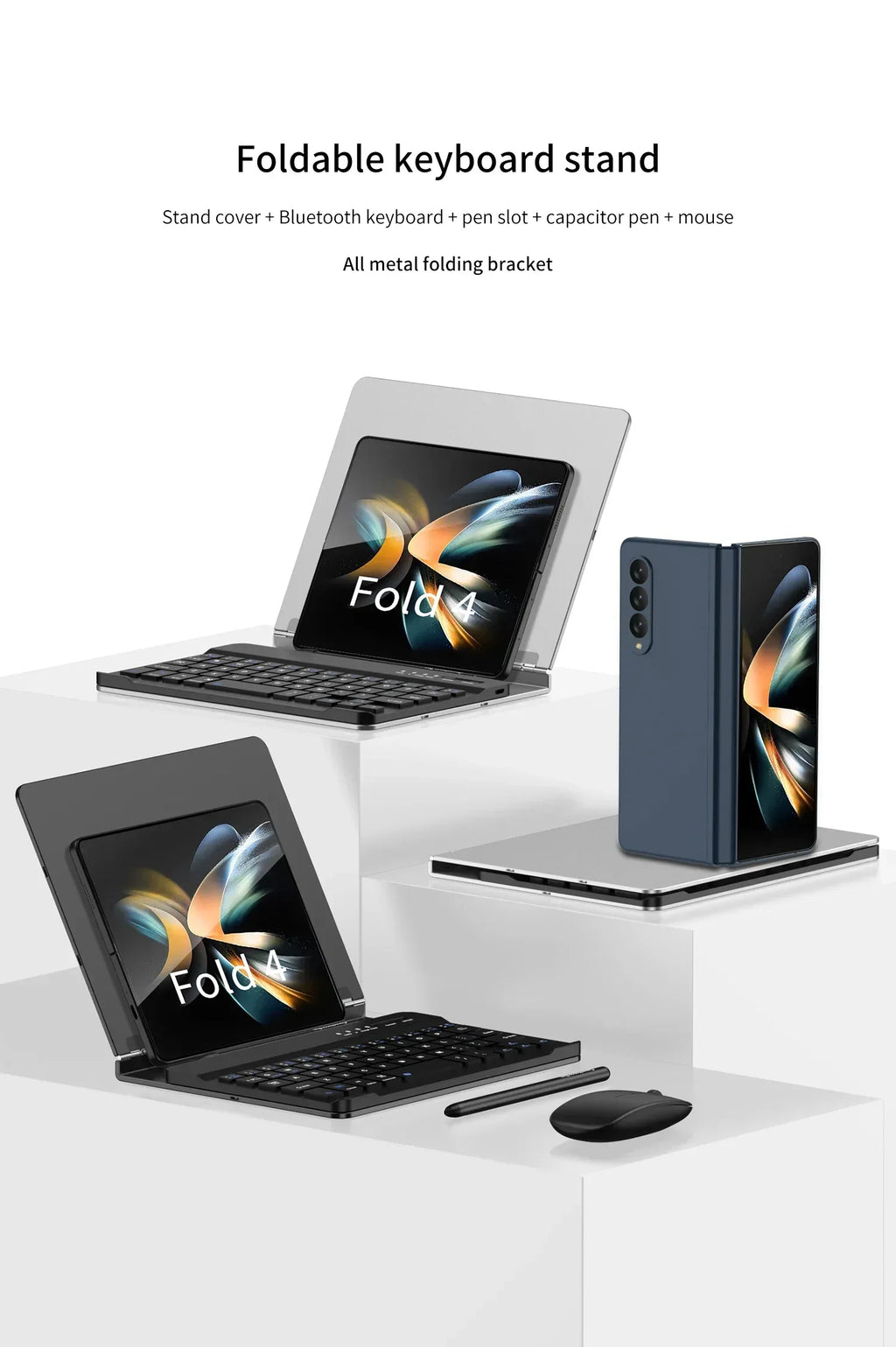 GKK Folding Book Keyboard Stand Case for Samsung Galaxy Z Fold 3, 4, or 5 - ShopHub