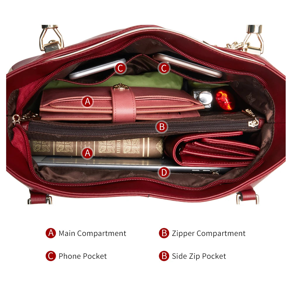 FOXER Leather Women's Shoulder Bag Cowhide Leather Crossbody Bag Luxury Female Handbag Tote Purse Festival Gift for Wife,Mom
