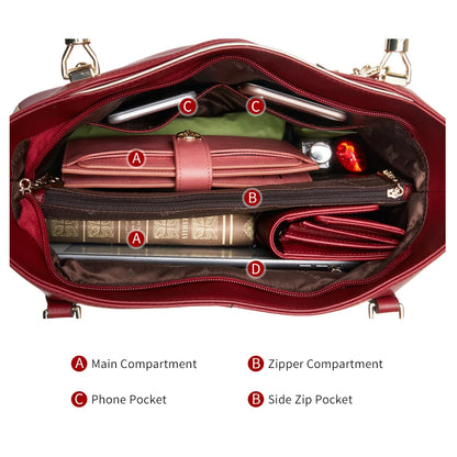 FOXER Leather Women's Shoulder Bag Cowhide Leather Crossbody Bag Luxury Female Handbag Tote Purse Festival Gift for Wife,Mom