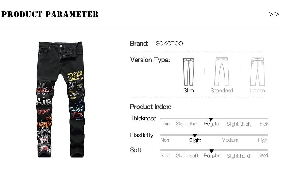 Men's Stylish Jeans Featuring Unique Letter Prints and patterns - ShopHub