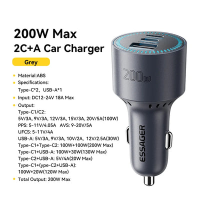 Essager 200W Quick Charge Car Charger