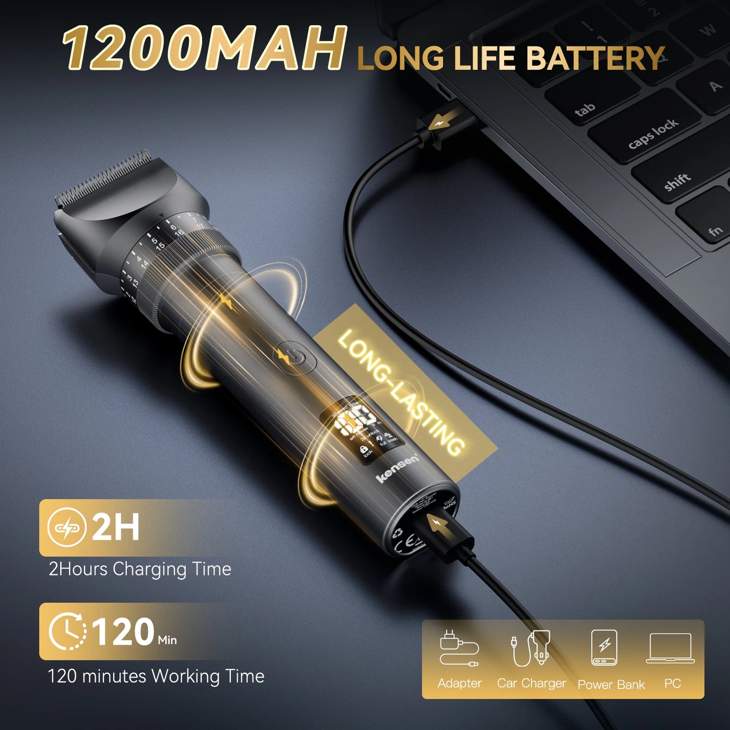 Kensen S29 Hair Trimmer - 2 in 1 Adjustable Hair Clipper Kit with Electric Razor for Wet/Dry Hair Cutting and Nose Hair Trimming