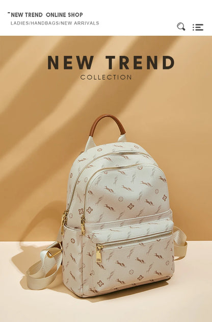 FOXER Women's Backpack Signature PVC Printing Fashion Travel Shoulder Bag Ladies Travel Rucksack Female Casual Monogram Backpack