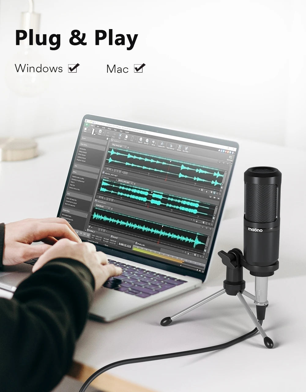 MAONO PM360TR Podcast Microphone 3.5mm Mic for Computer, Laptop, Phones