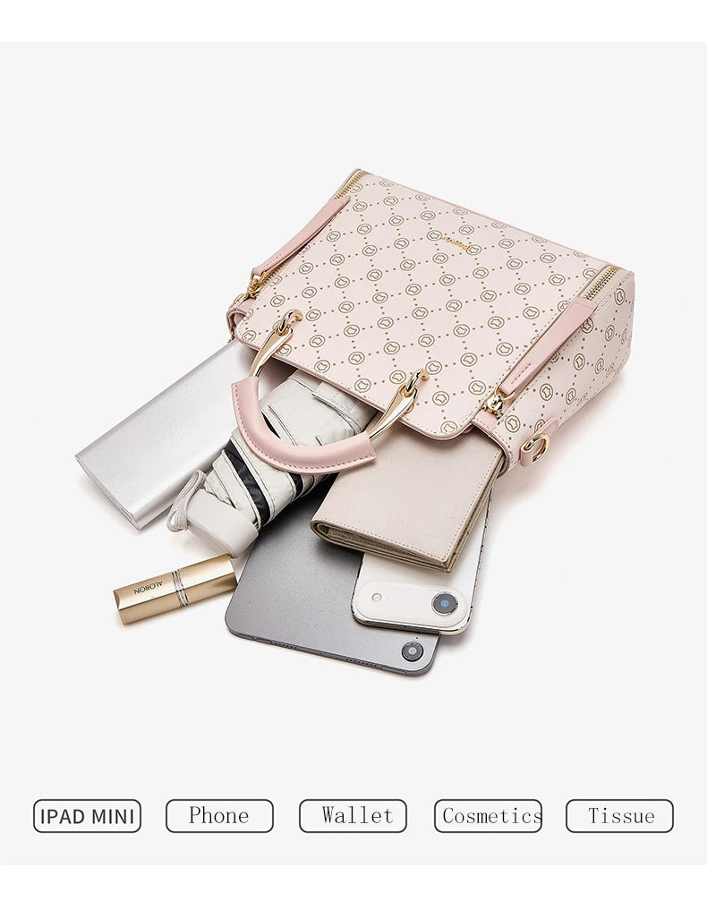 FOXER Vintage Leather Women Handbag Classic Top‑Handle Tote Bag PVC Leather Large Capacity Shoulder Bag Ladies Crossbody Purse