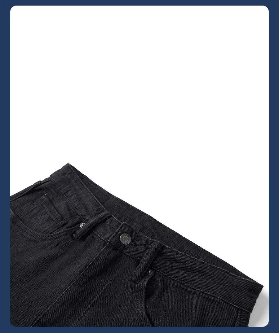 SIMWOOD 2026 Autumn 14oz Fabric Jeans Men Washed Vintage Black Denim Pants Retro Casual Trousers Male Clothing