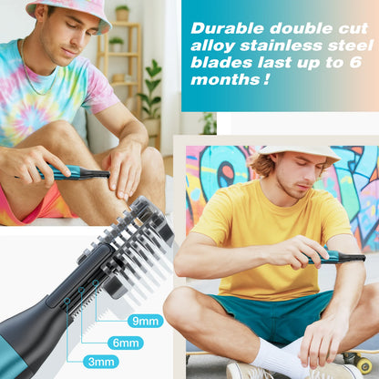 KENSEN S15 Electric Hair Trimmer - 2 in 1 Dual-Sided Blade Razor for Waterproof Beard and Body Hair Shaving for Men