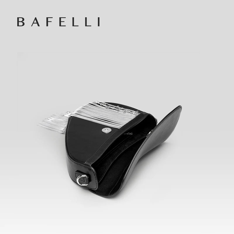 BAFELLI Tassel Genuine Leather Saddle Bag